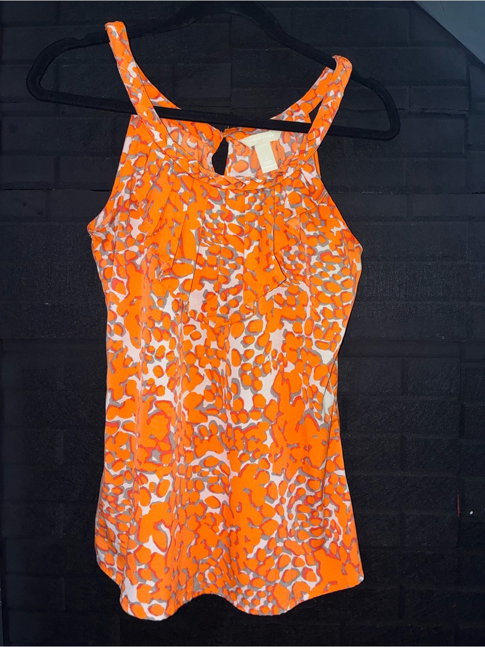 Banana Republic Orange and Gray Printed Sleeveless Blouse